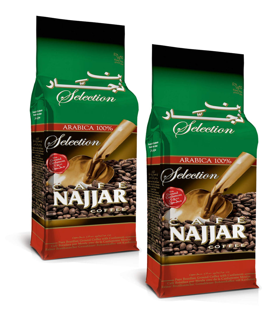 Najjar Cafe Classic Cardamom Turkish coffee 450g pack — rich aroma for slow mornings.