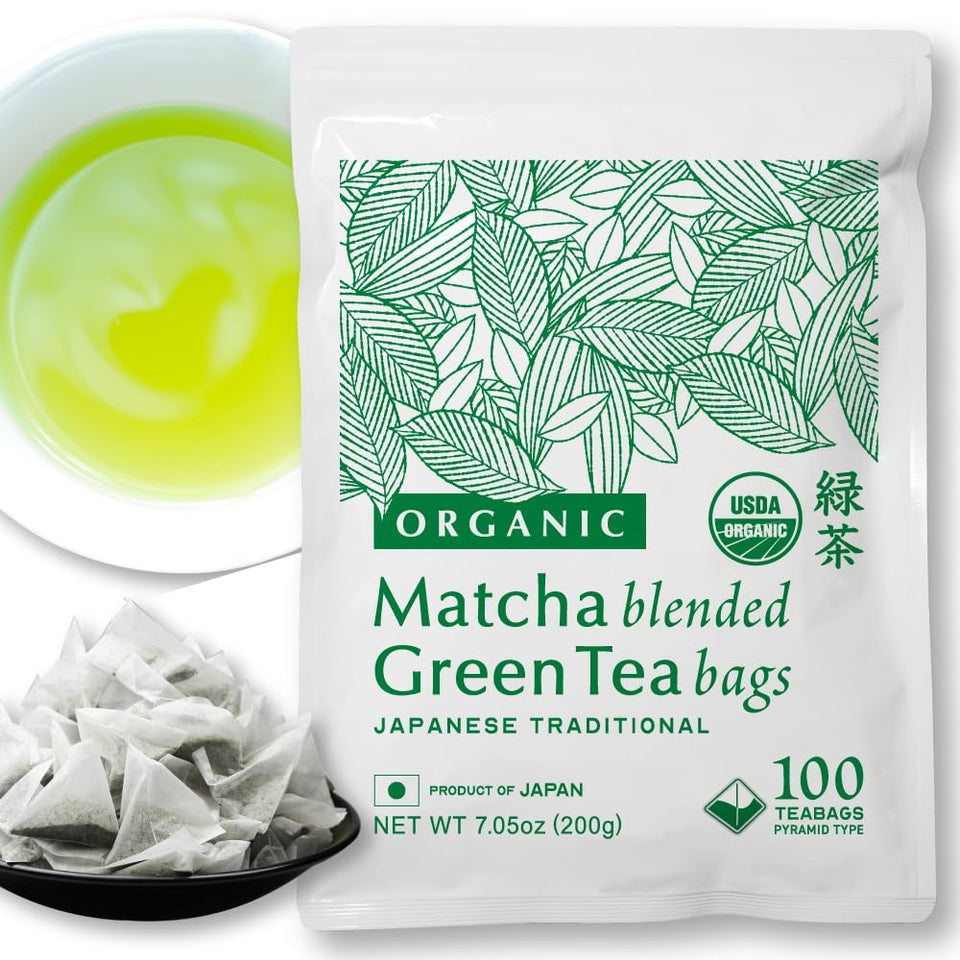 NAKANE TEA INC. organic matcha blended tea bags with pyramid design for fuller flavor.