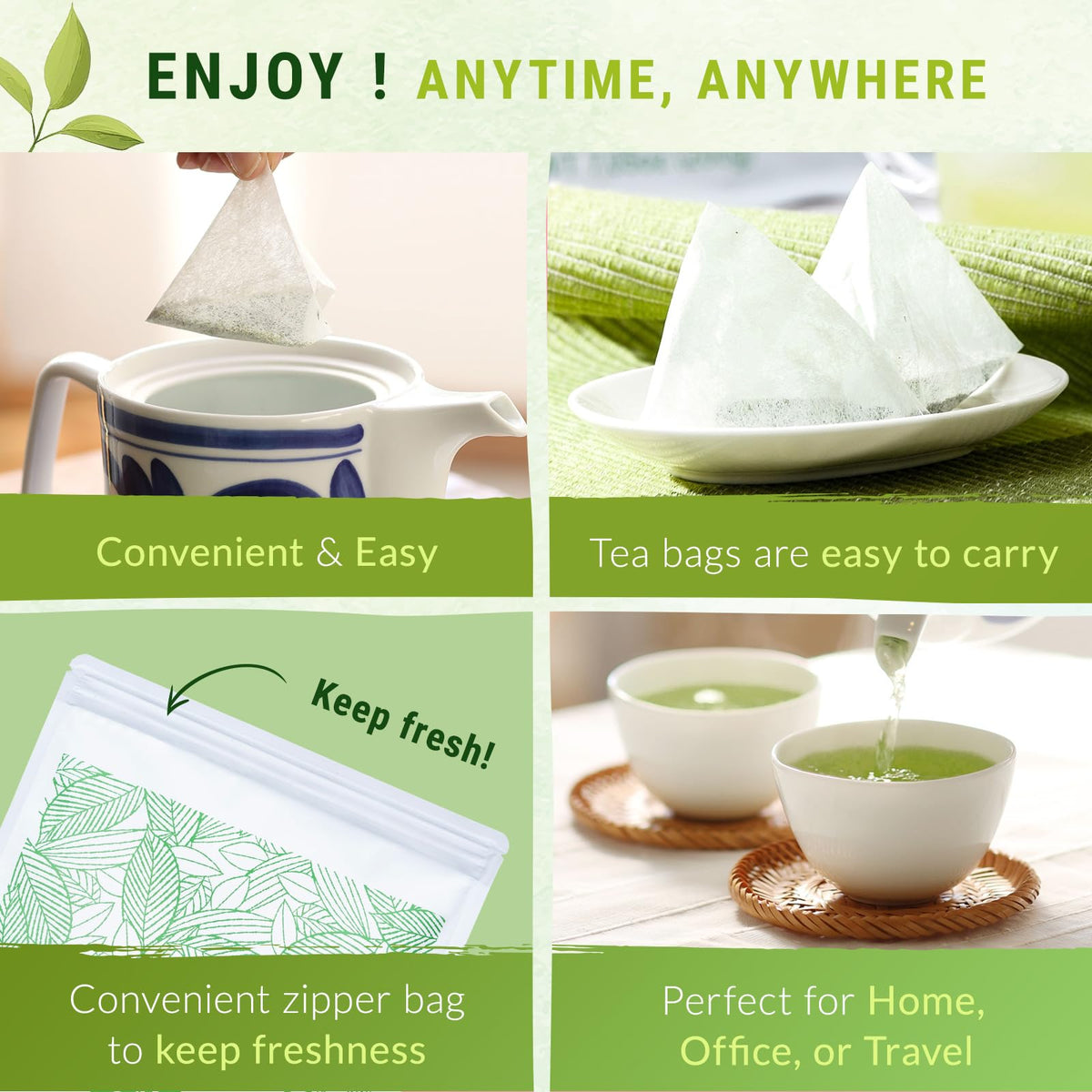 NAKANE TEA INC. PLA plant-based bags support eco-friendly brewing.