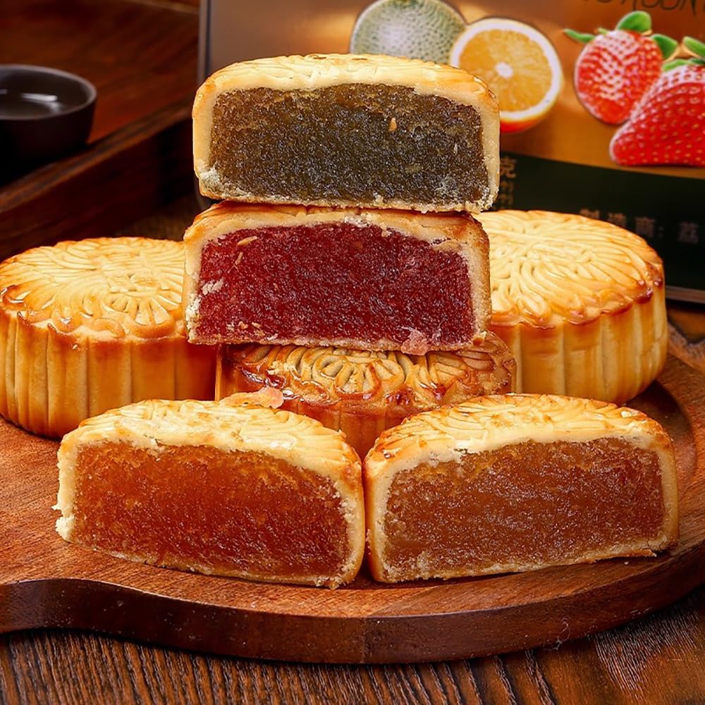 Nakazawa Mooncakes bright colors, perfect as a table centerpiece.