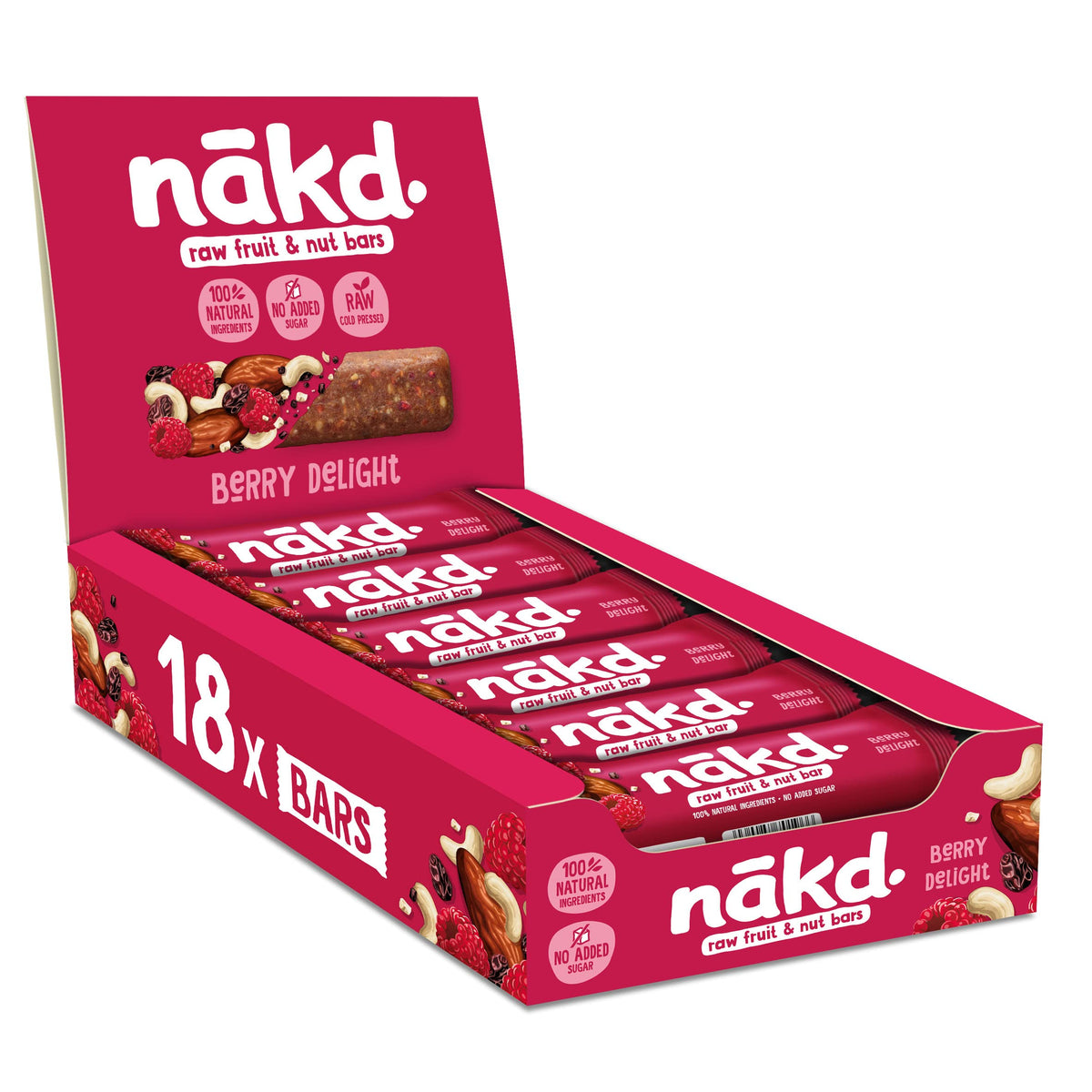 Nakd Berry Delight Bar 35g packshot — gluten-free raw snack option