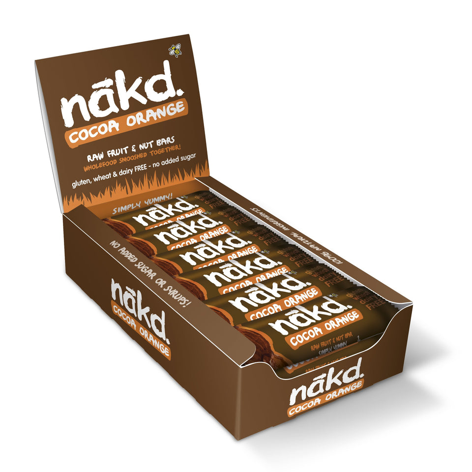 Nākd Cocoa Orange bar pack for on-the-go snacking