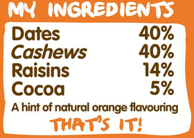 Chewy cocoa orange bar slice with visible texture