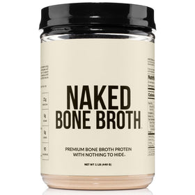 NAKED bone broth powder container highlighting clean, high-protein ingredients.