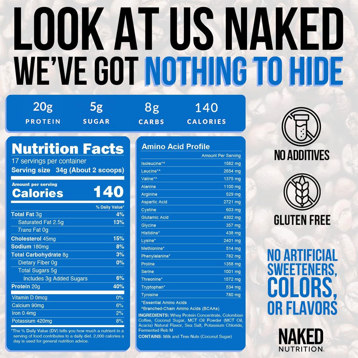 NAKED Caramel Latte Protein Coffee cup ready-to-drink, convenient energy any time.