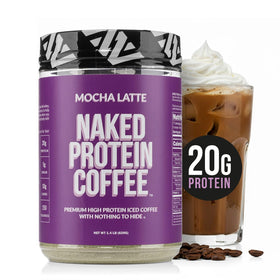 NAKED Mocha Latte Protein Coffee bottle with rich aroma for morning energy.