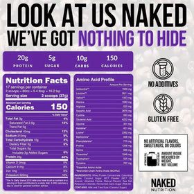NAKED Mocha Latte Protein Coffee ingredients panel highlights clean gluten-free ingredients.
