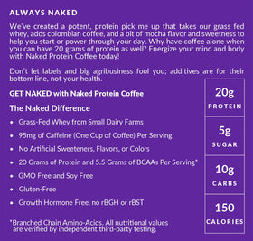 NAKED Mocha Latte Protein Coffee keto-friendly label emphasized.