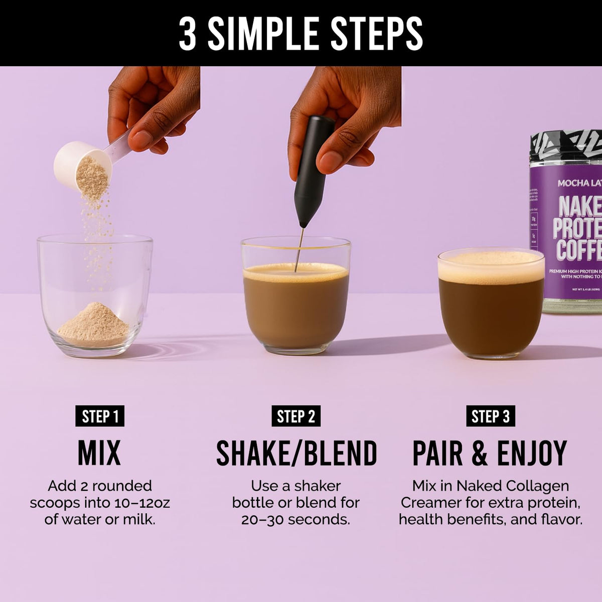 NAKED Mocha Latte Protein Coffee ready-to-drink bottle on shelf for keto friendly choice.