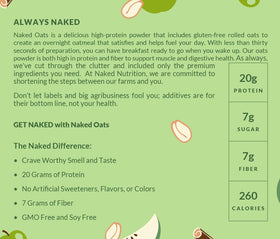 NAKED Oats Apple Cinnamon contains no artificial sweeteners or colors.