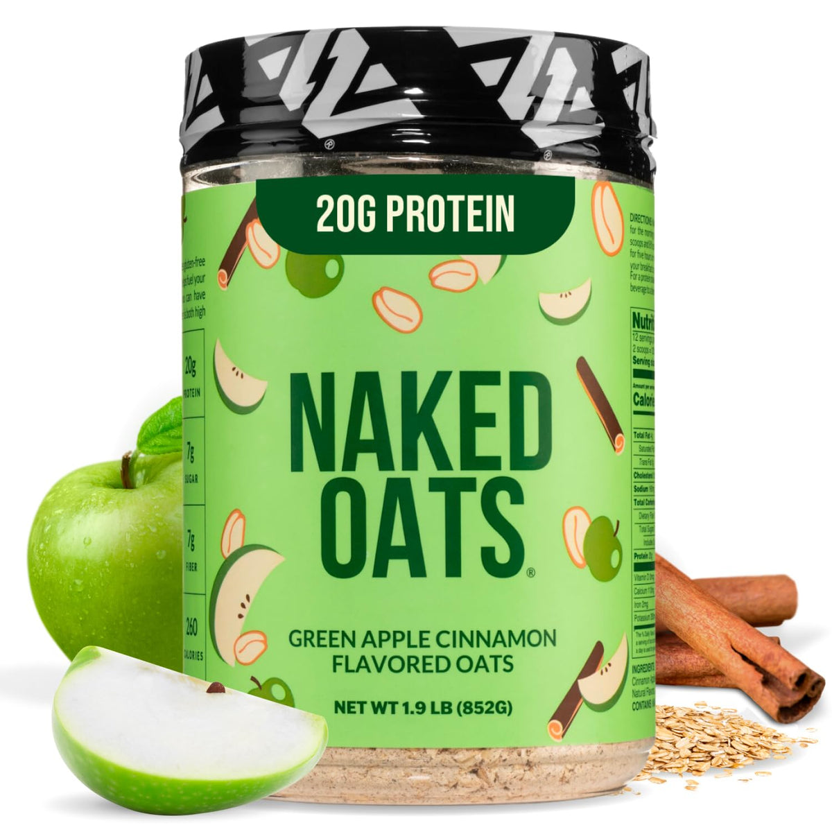 NAKED Oats Apple Cinnamon Overnight Oats serving, a protein-packed breakfast ready in seconds.