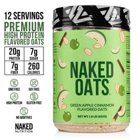 NAKED Oats Apple Cinnamon with 20g whey protein for sustained energy.