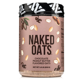 NAKED OATS Chocolate PB overnight oats bowl highlighting protein-rich breakfast