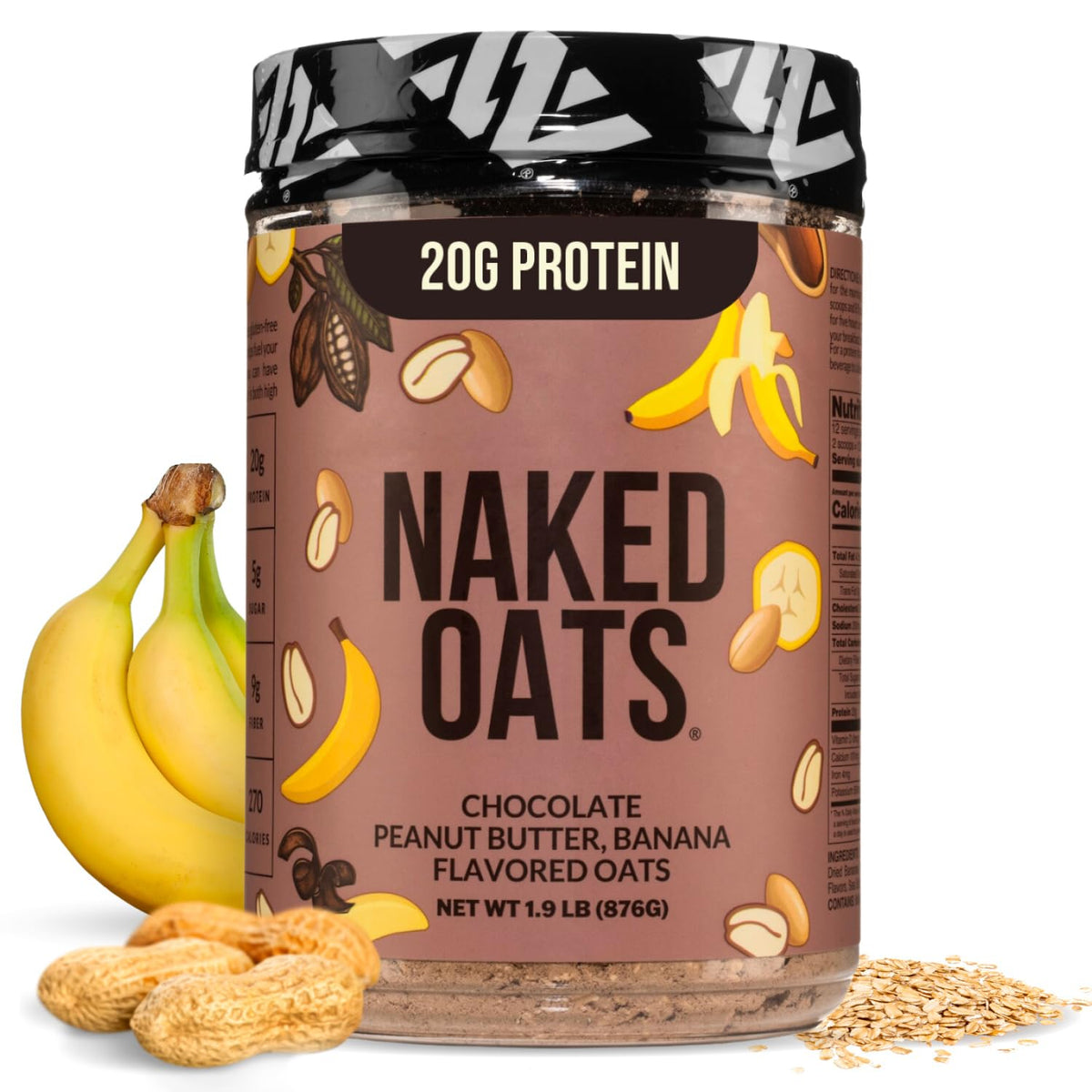 NAKED Oats chocolate peanut banana bowl for a high-protein breakfast option