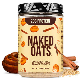 NAKED Oats Cinnamon Overnight Oats bowl ready for a protein-packed breakfast.