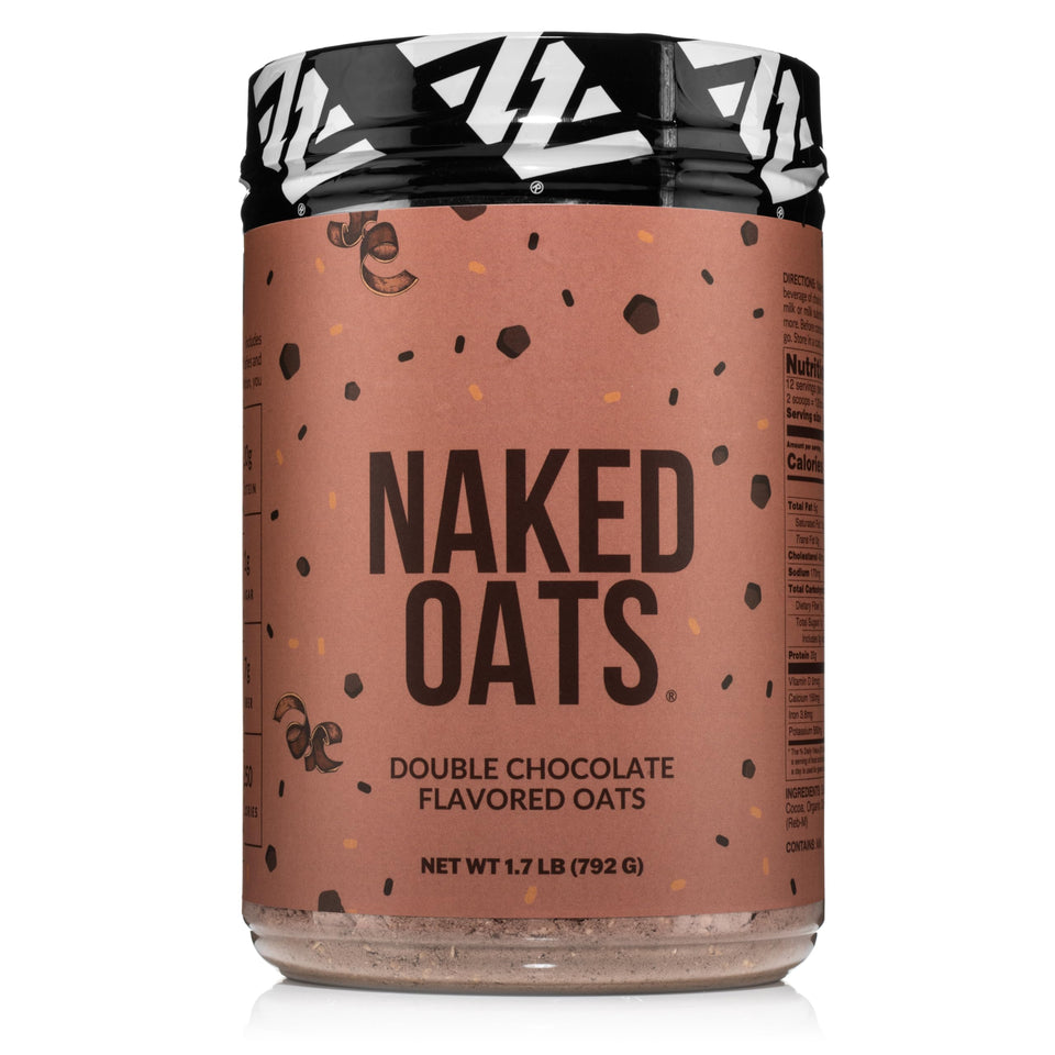 NAKED Oats Double Chocolate bowl ready for a high-protein breakfast.