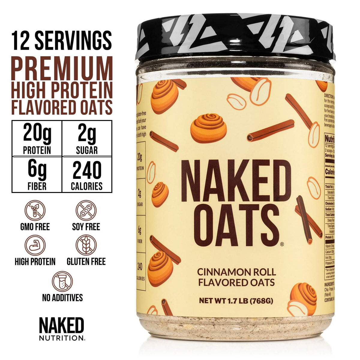 NAKED Oats gluten-free oats close-up highlighting gluten-free ingredients.