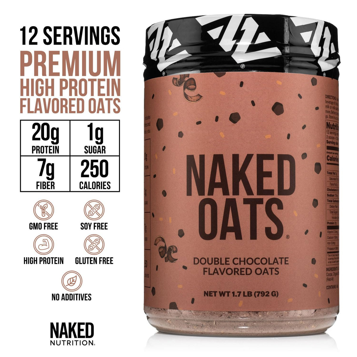 NAKED Oats gluten-free rolled oats shown as the gluten-free morning base.