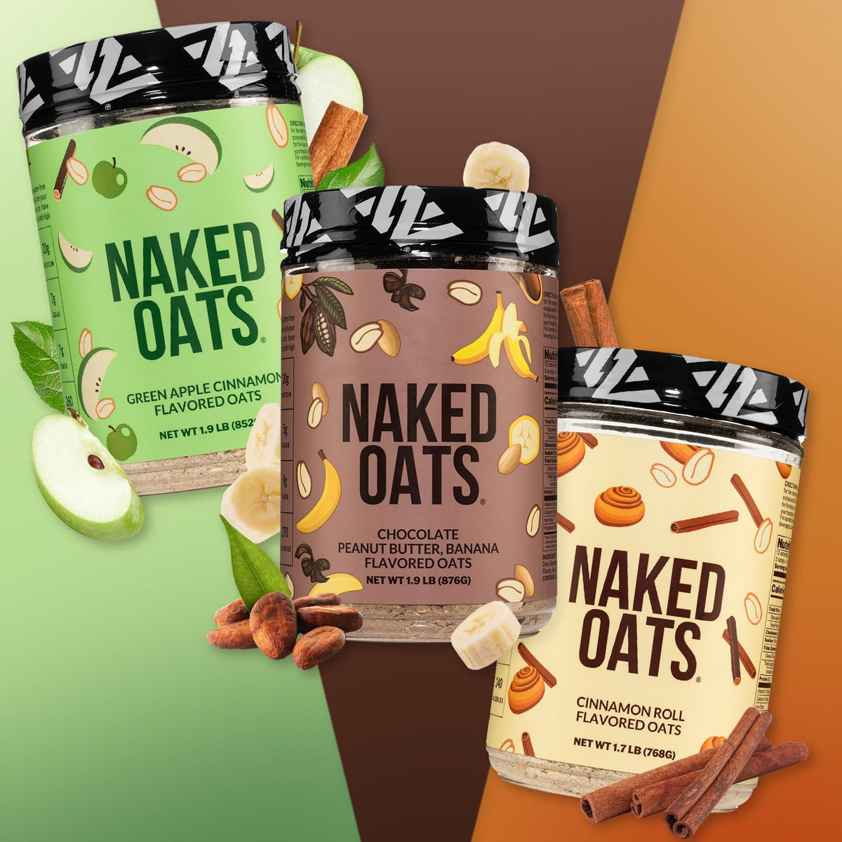 NAKED Oats packaging label highlights gluten-free and non-GMO.
