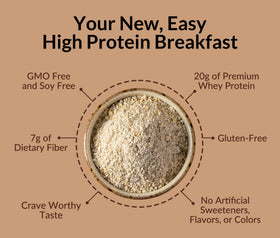 NAKED Oats whey protein scoop atop the mix for a quick protein boost.