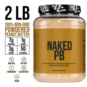 NAKED PB powder poured into a bowl for vegan-friendly meals.