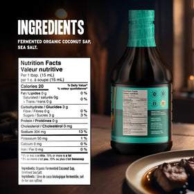 Dipping sauce served with sushi using Naked & Saucy aminos, highlighting a low-sodium option.