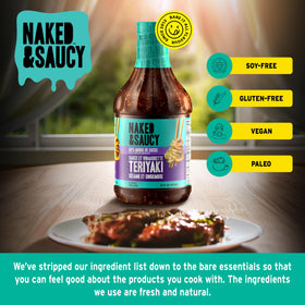 Naked & Saucy gluten-free vegan sauce close-up showing clean ingredients.