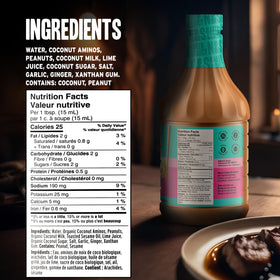 Naked & Saucy peanut sauce drizzle captures gluten-free, vegan convenience.