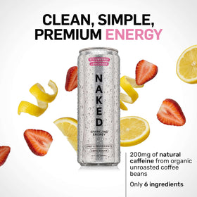 NAKED Sparkling Energy can sideview showing crisp design and sugar-free energy.