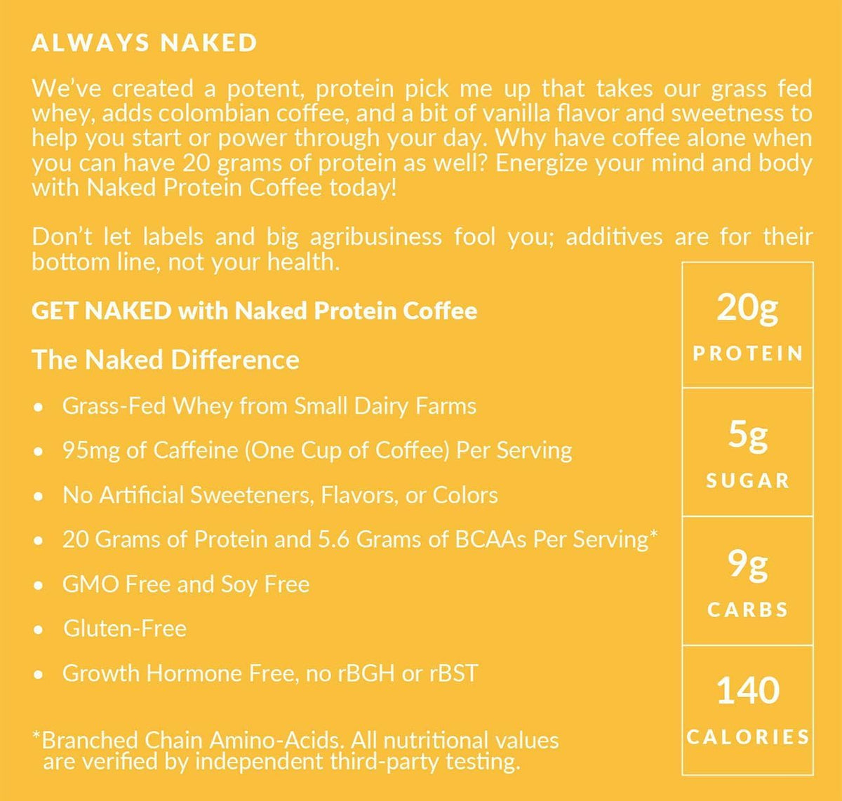NAKED Vanilla Latte kitchen counter setup suggests easy breakfast or pre-workout ritual.