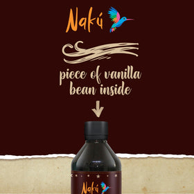Close-up of real vanilla bean inside Naku vanilla extract