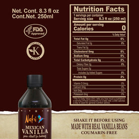 Naku vanilla extract bottle on kitchen counter for cakes and smoothies
