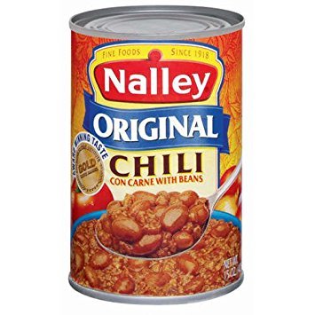 Nalley Original Chili Con Carne with Beans 15oz can, ideal for quick, comforting meals.
