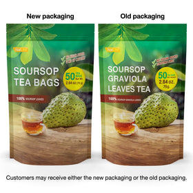 NalLife soursop tea bags close-up highlighting real leaf pieces for authenticity