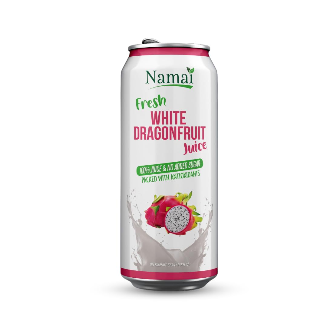 Namai dragonfruit juice being poured into a glass for a cooling treat