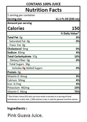 Namai guava juice label close-up with simple ingredients