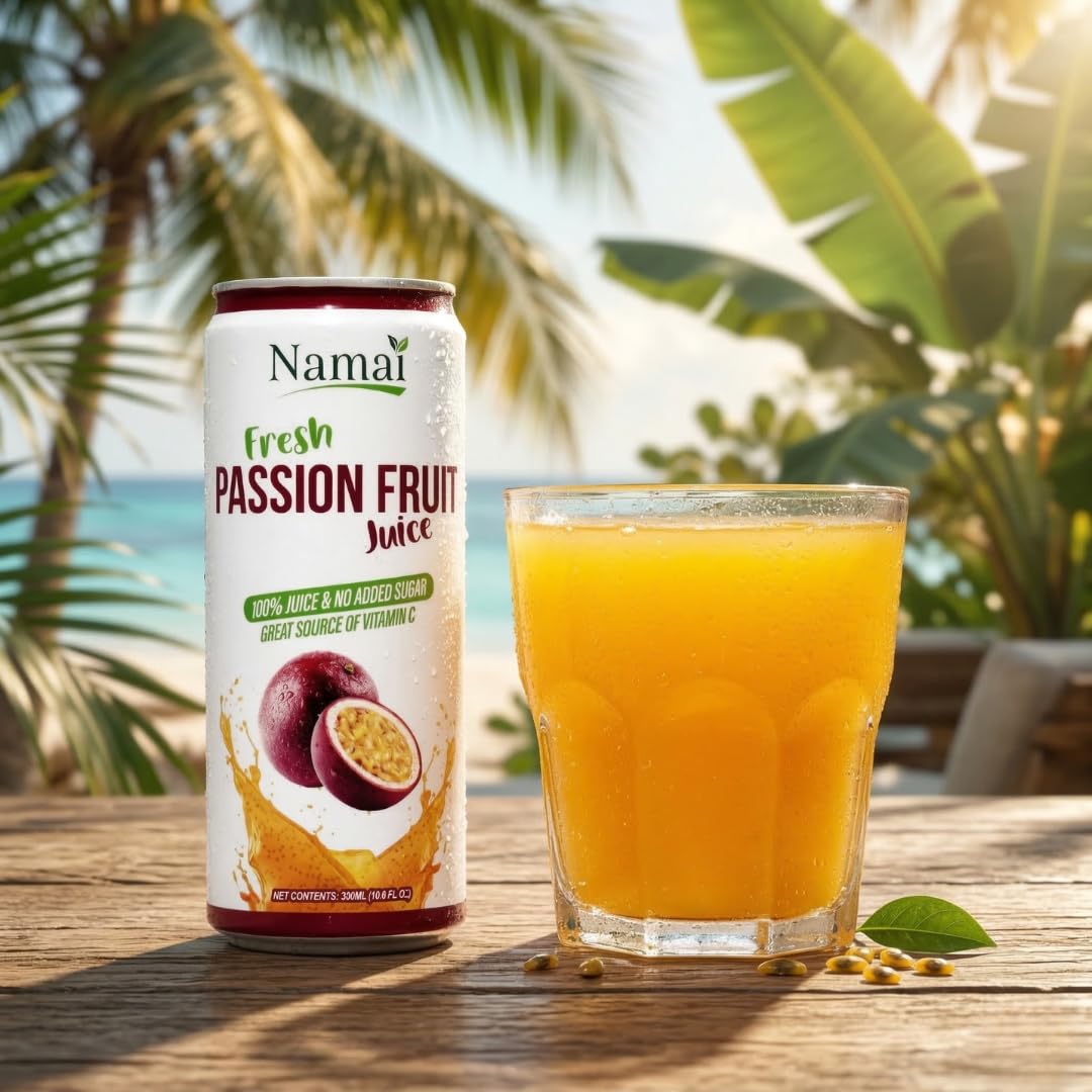 Namai Pure Passion Fruit close-up; vivid fruit flavor.