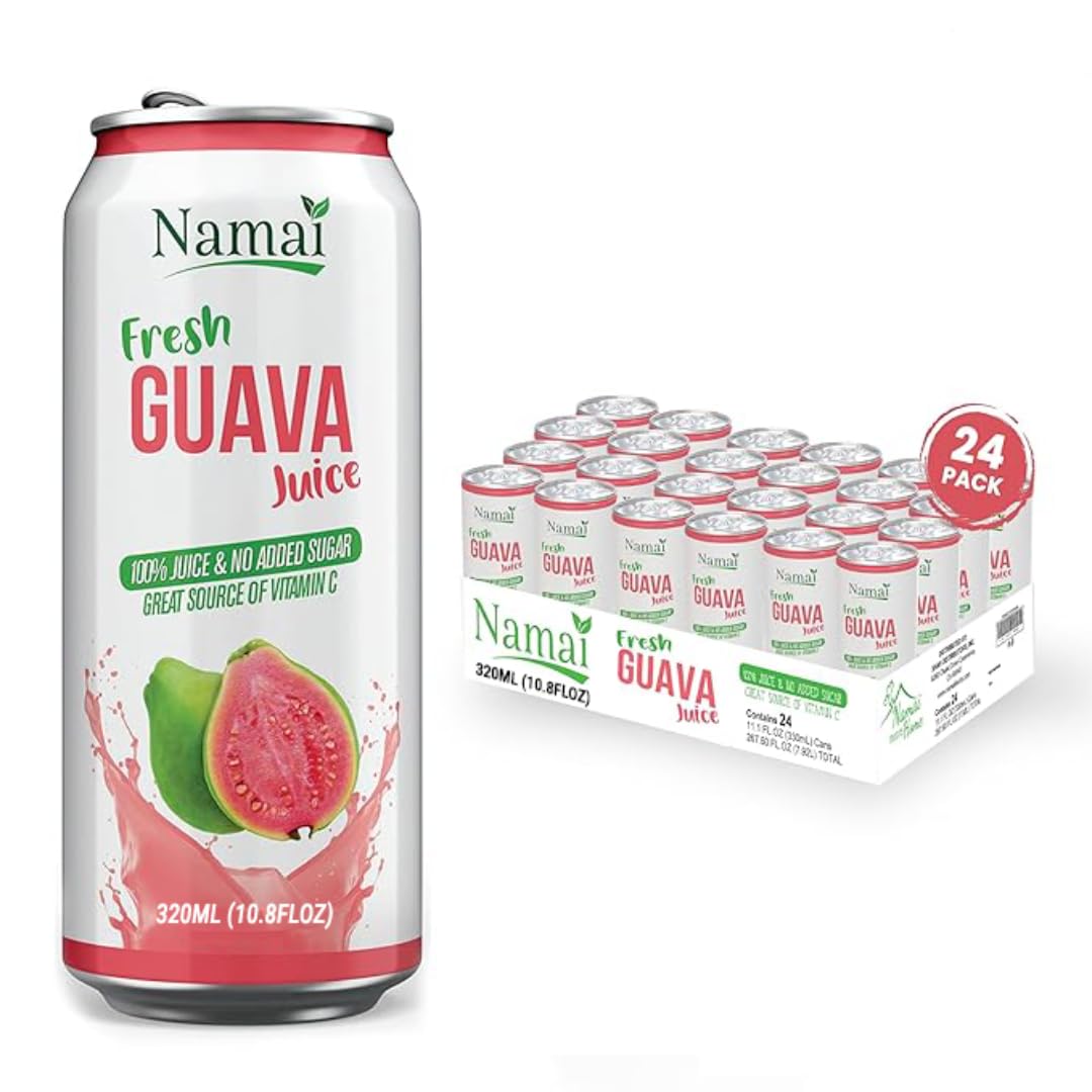 Namai pink guava juice bottle close-up showing pure natural flavor