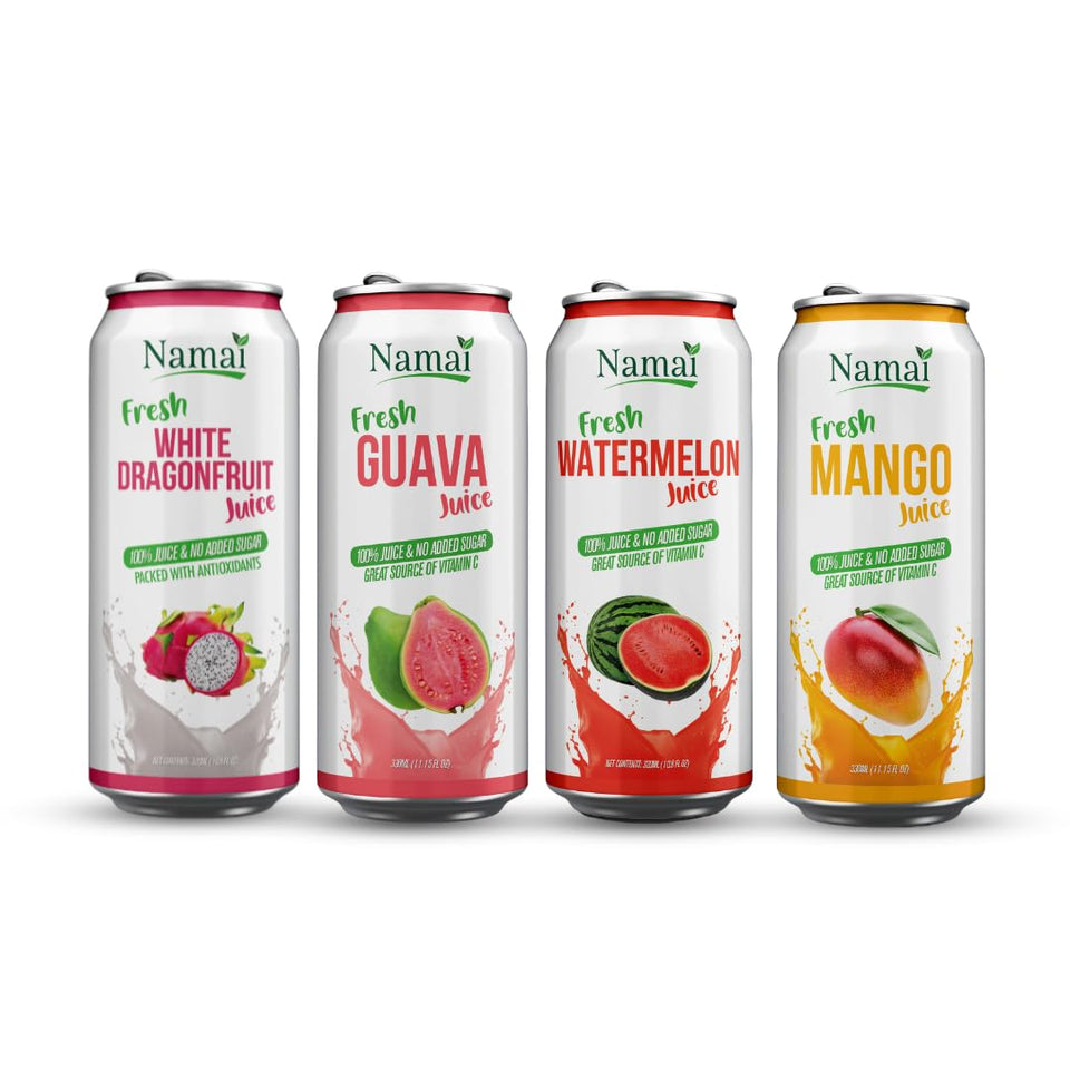 Namai tropical pack front view, pure juice for a natural energy lift.