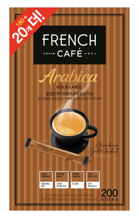 NAMYANG French Cafe Arabica Gold Label instant coffee sticks ready for a quick, rich brew.