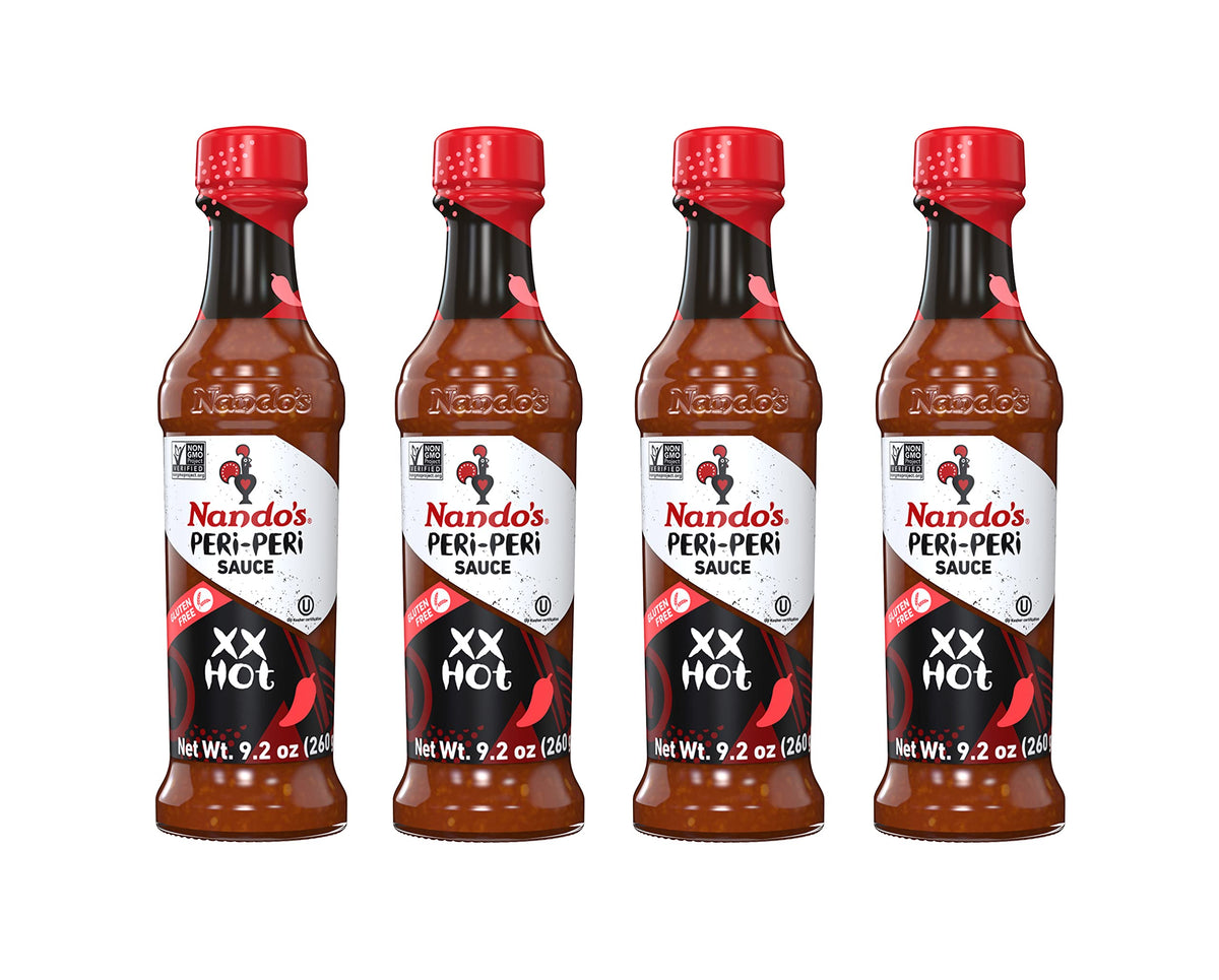 Nando's PERi-PERi Extra Hot Sauce bottle showing bold heat for grilled chicken