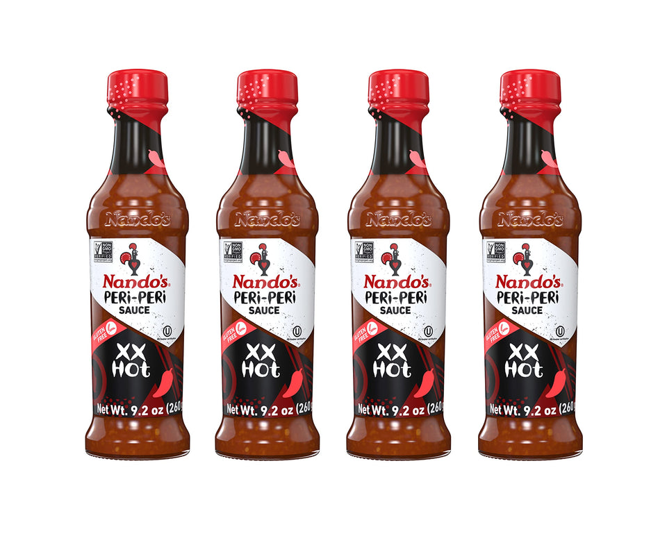 Nando's PERi-PERi Extra Hot Sauce bottle showing bold heat for grilled chicken