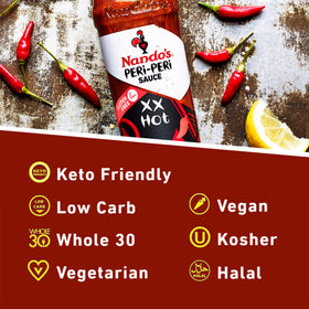 Nando's PERi-PERi Extra Hot Sauce mid-pour ideal for wings and marinades