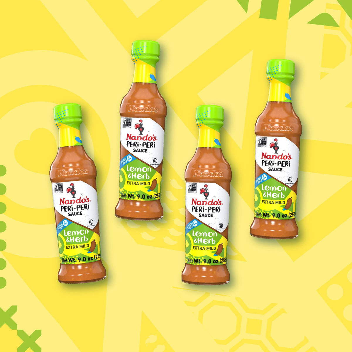Nando's Peri-Peri sauce bottle pouring for wing and chicken glaze