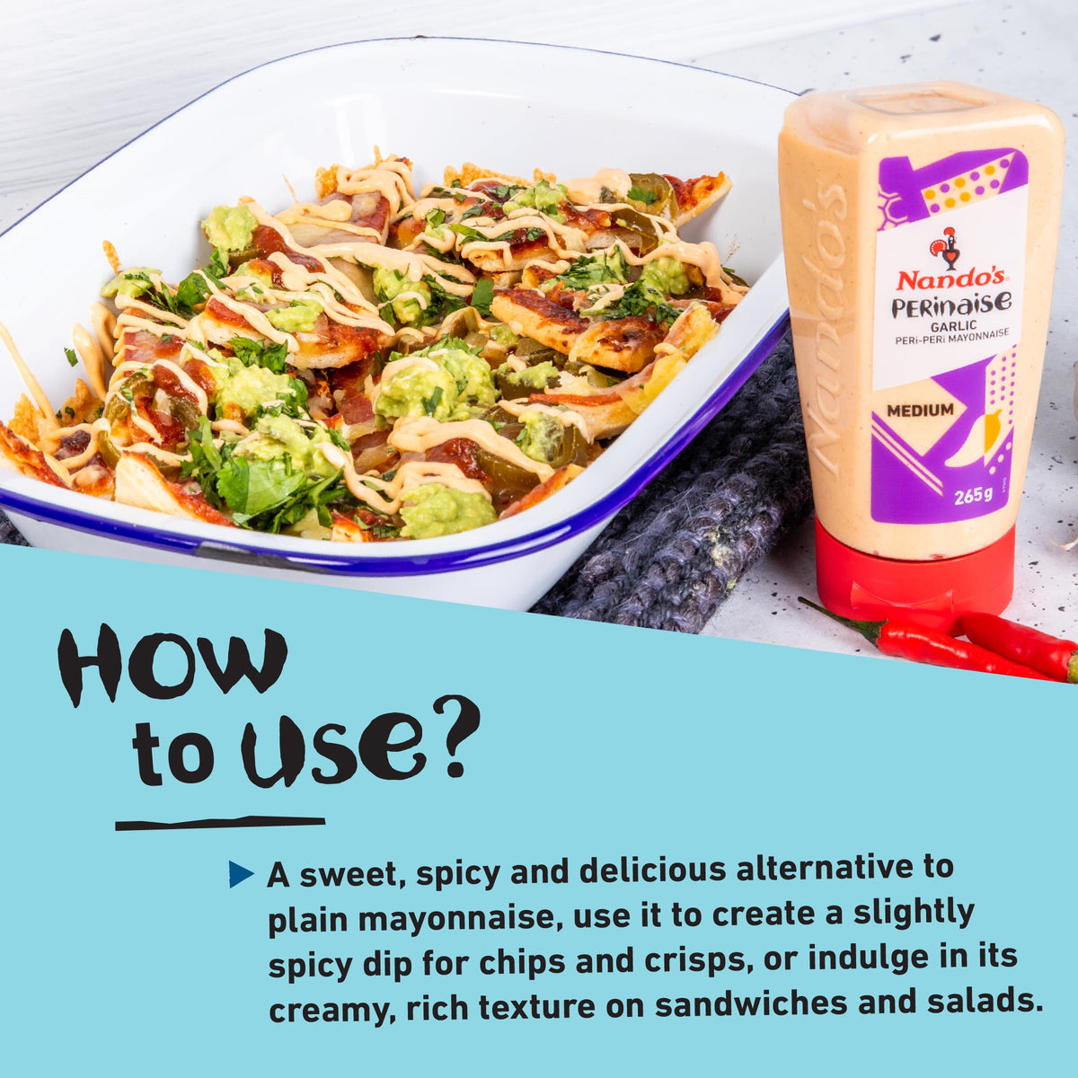 Nando's PERinaise sandwich application, spread into sandwiches for a zesty boost.