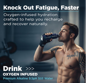 NANO FIT WATER alkaline bottle closeup highlights 9.5+ pH for smoother taste.