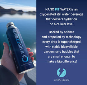 NANO FIT WATER eco aluminum bottle image emphasizes recyclable packaging.