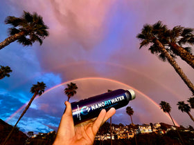 NANO FIT WATER recyclable symbol and bottle-back image reinforce sustainability.