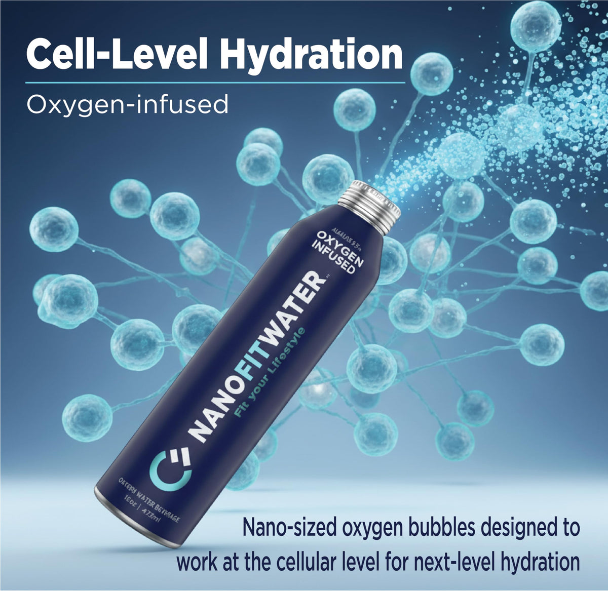 NANO FIT WATER 12-pack display shows bulk hydration for teams and gyms.