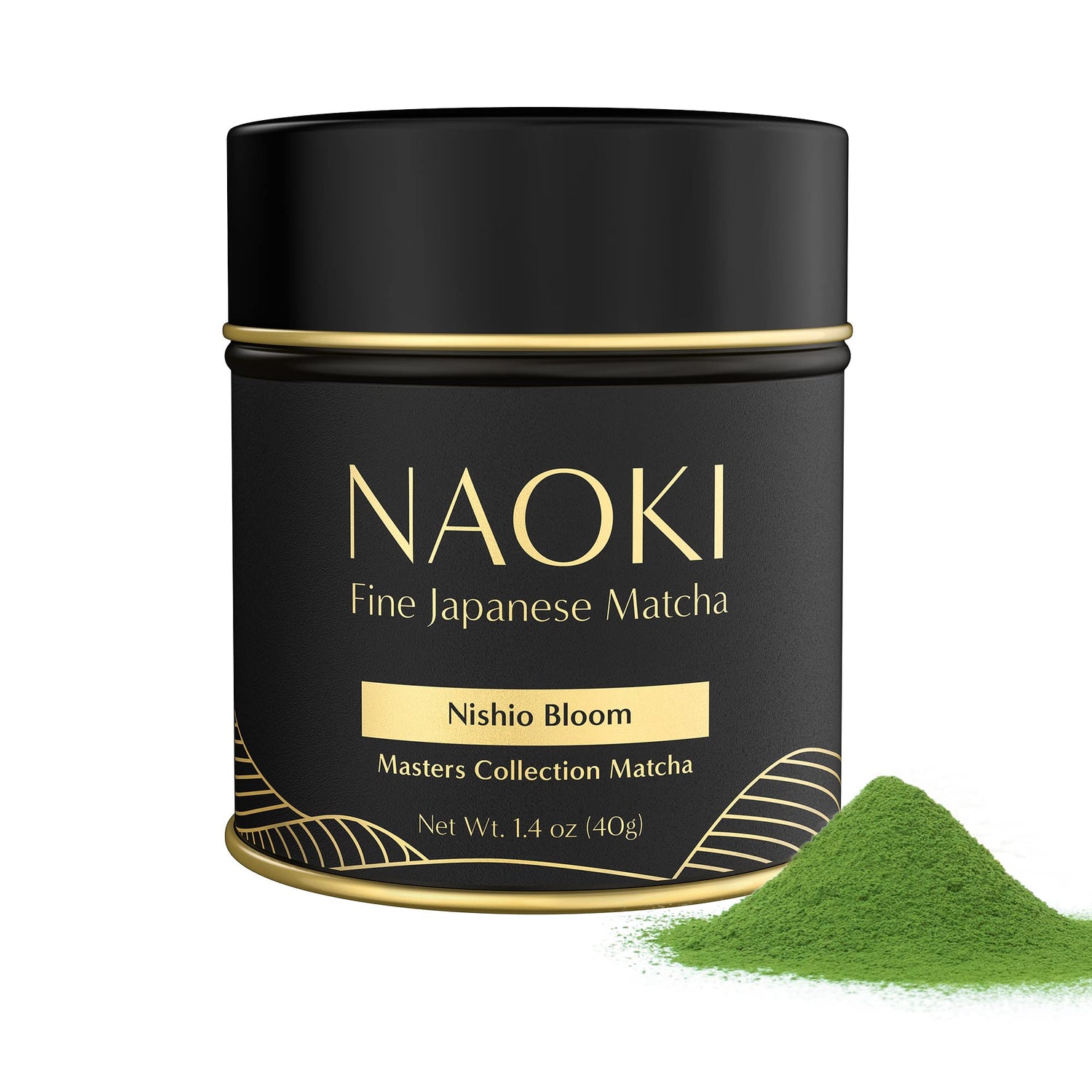 Naoki Matcha Nishio Bloom packaging front signaling premium quality.